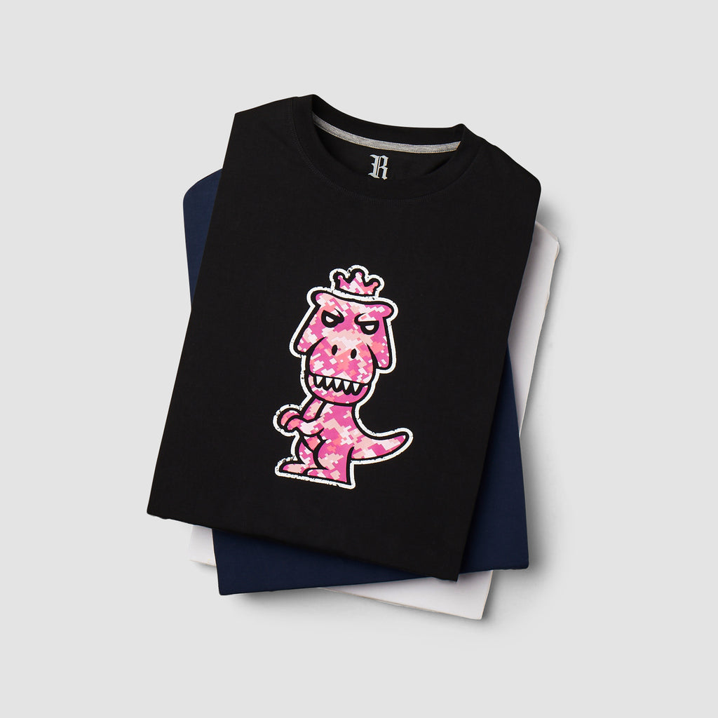 T-Rex Rubesco Pima Cotton T-Shirt | Limited Edition Pink Pixel Arcade Graphic