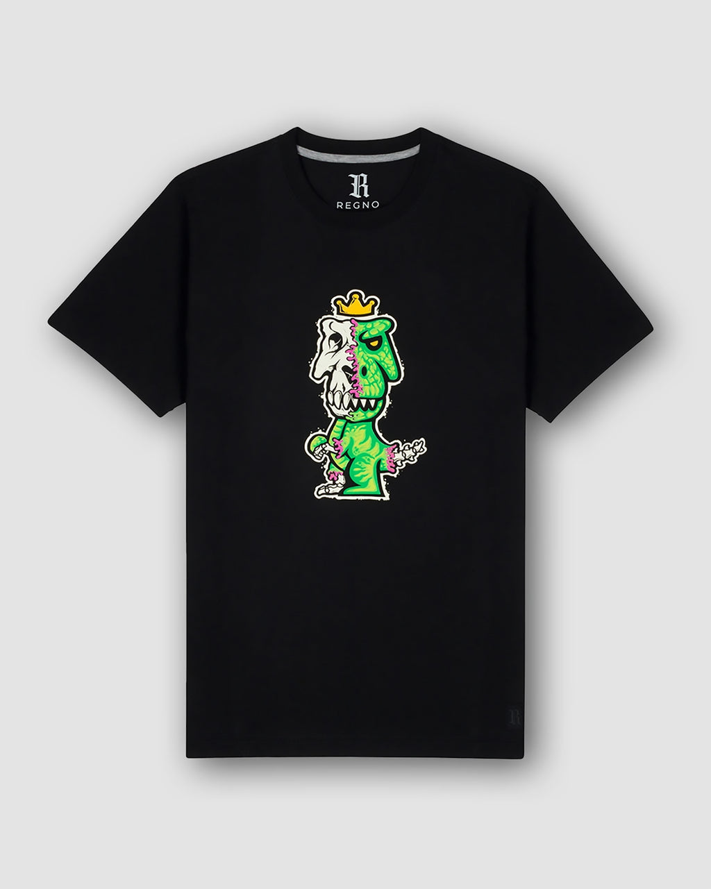 T-Rex Osium Pima Cotton T-Shirt | Neon Half-Skeleton Graphic Punk Edition