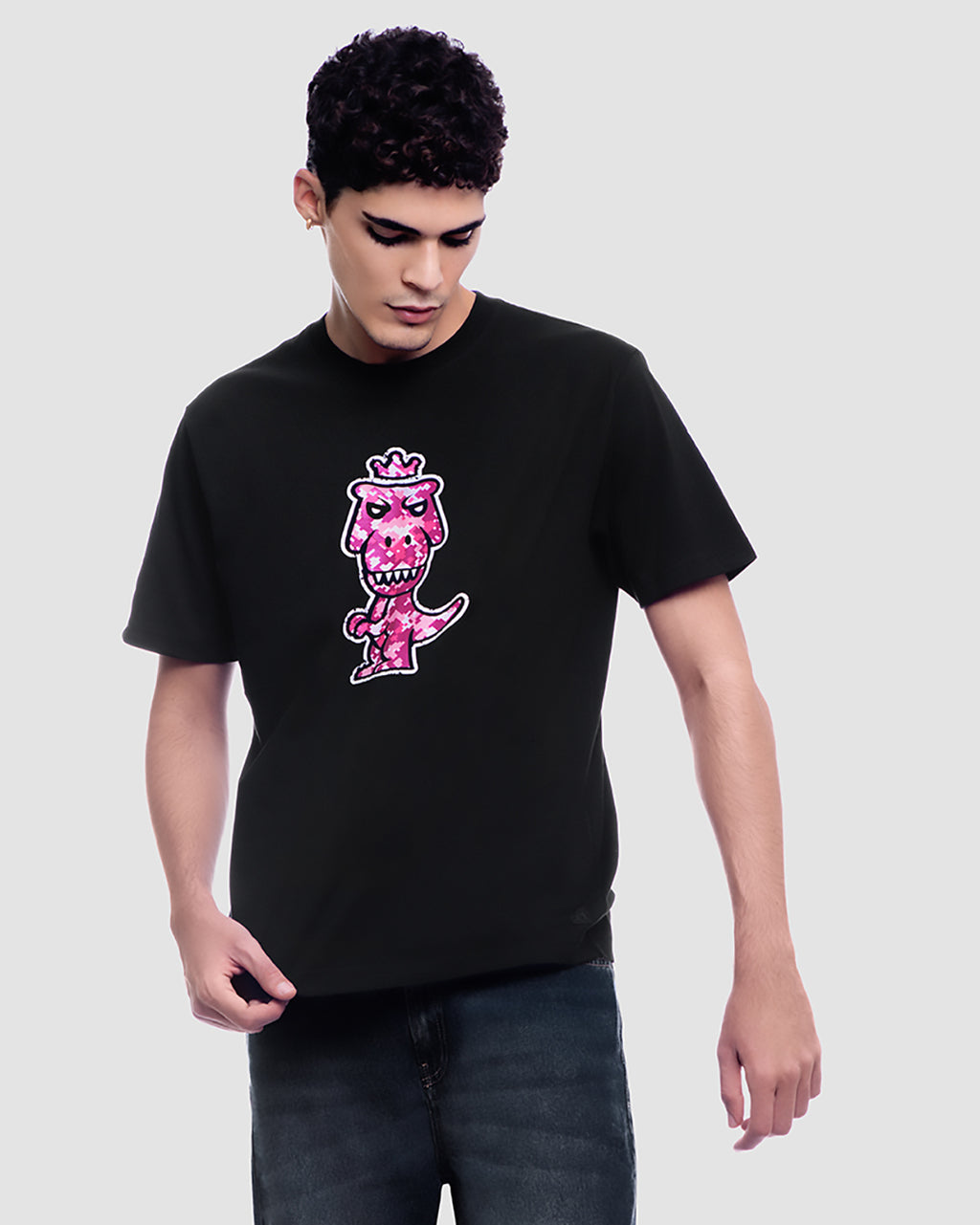 T-Rex Rubesco Pima Cotton T-Shirt | Limited Edition Pink Pixel Arcade Graphic